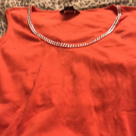 Victoria Sectet by size XL orange ribbed scoop neck tank top rhinestone trim - Picture 1 of 9